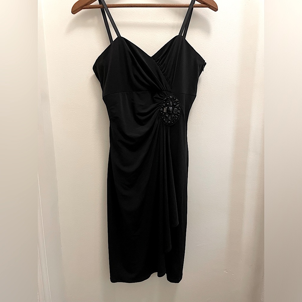 Black Ruched Sheath Dress